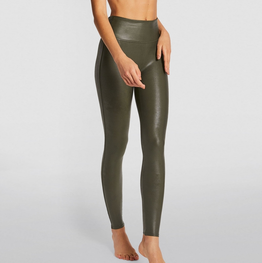 SPANX Faux Leather Green Leggings!
